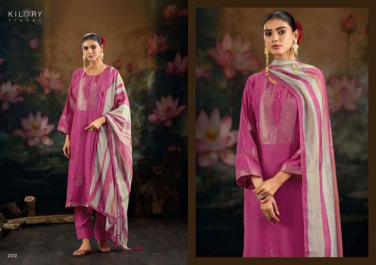 REEM By KILORY TRENDS 2371 To 2374 Series Stylish Beautiful Colourful PURE MUSLIN JACQUARD SILK Dresses At Wholesale Price
